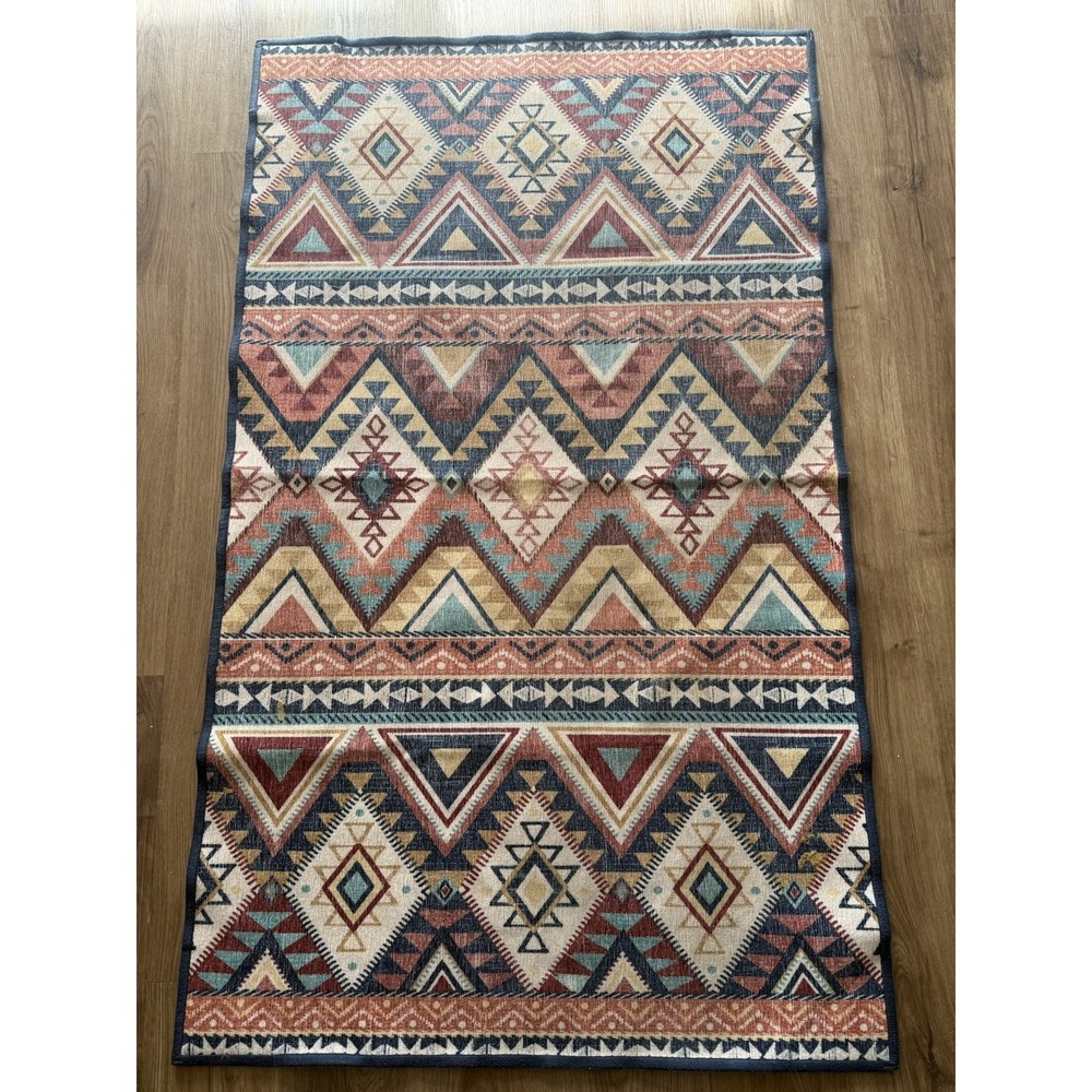 Ruggable‎ 5x7 Rug Cover ONLY Diamond Geometric Southwest Multicolor- No Pad
